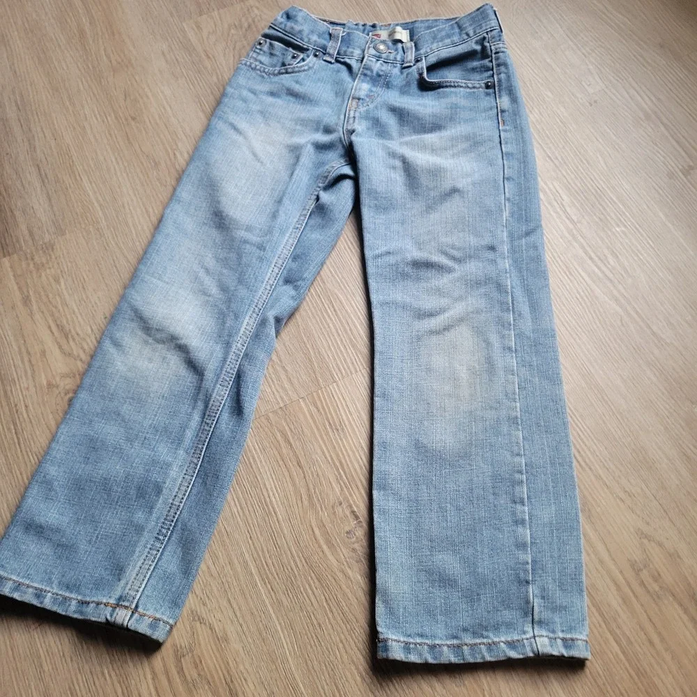 Levis Jeans Boys Size 7 Blue 505 Regular Fit Light Wash Denim Adjustable Waist